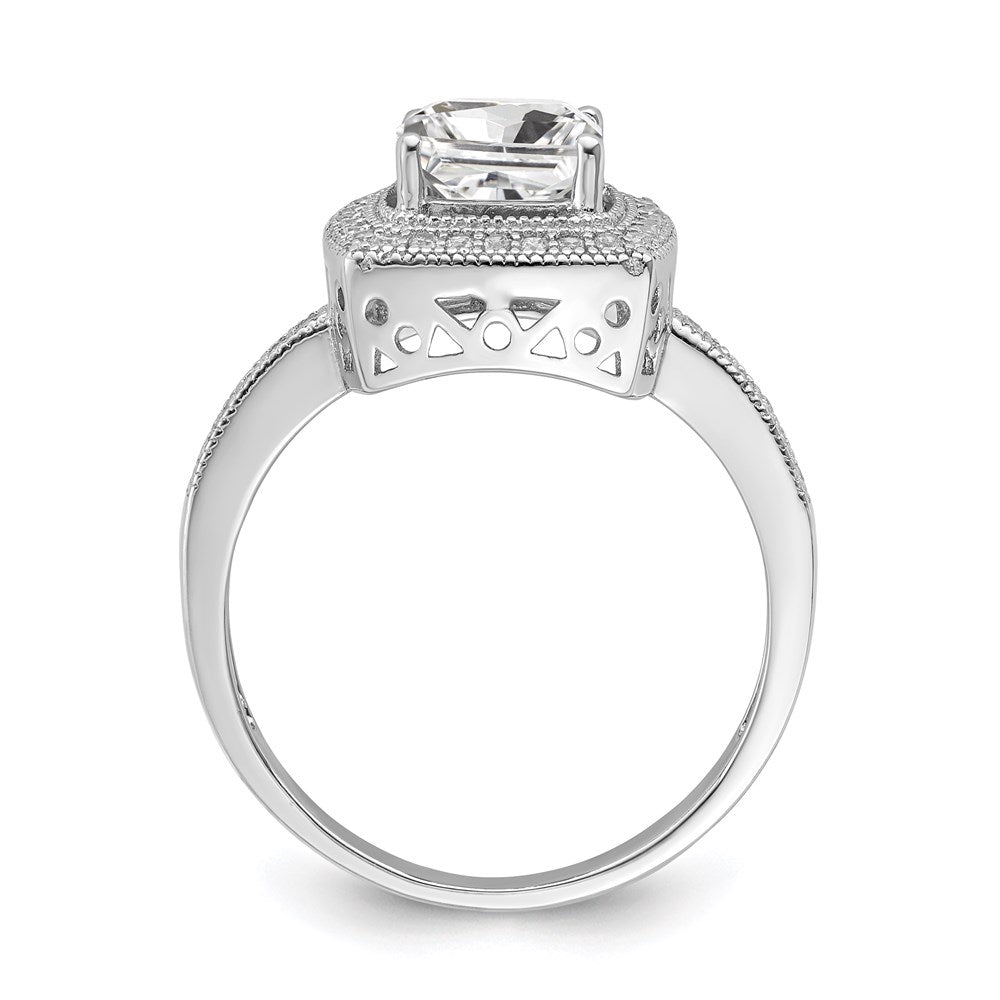 Brilliant Embers Sterling Silver Rhodium-plated 41 Stone Halo Micro Pav CZ Ring