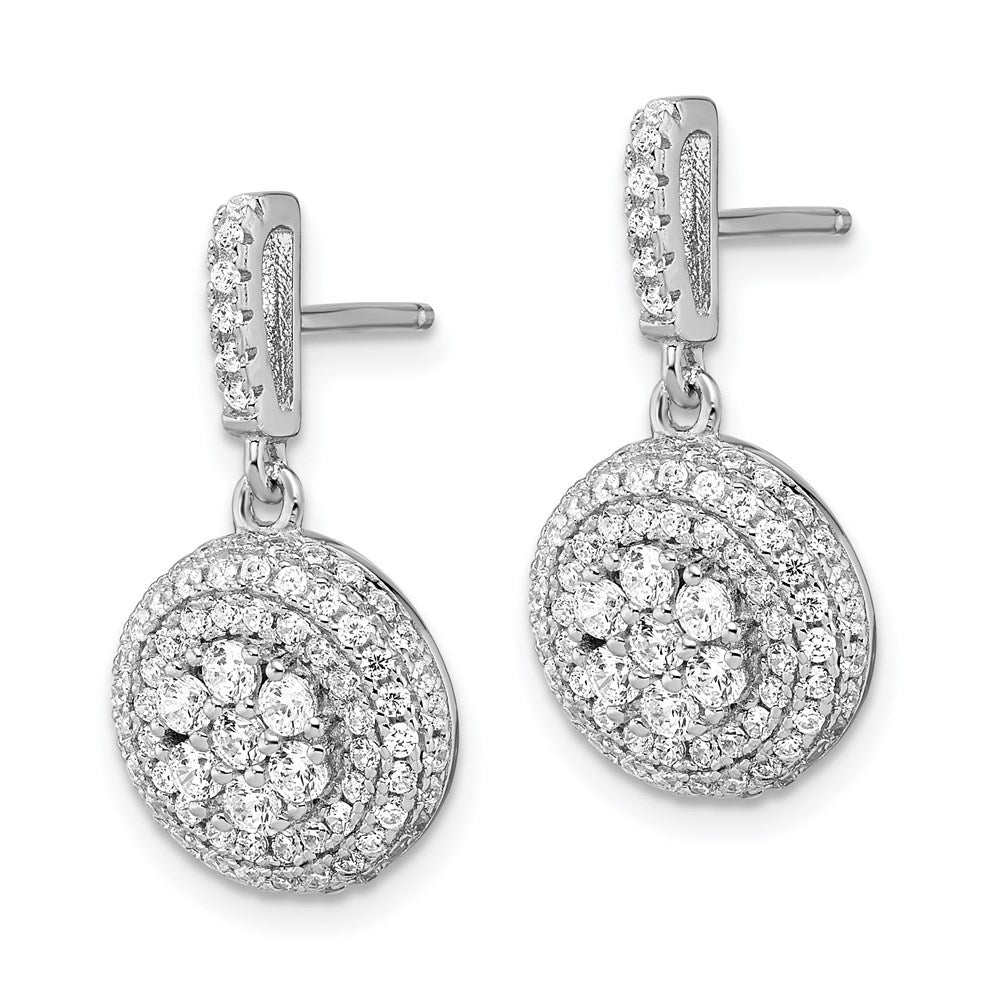 Brilliant Embers Sterling Silver Rhodium-plated 170 Stone Micro Pav¬Ç CZ Dangle Post Earrings