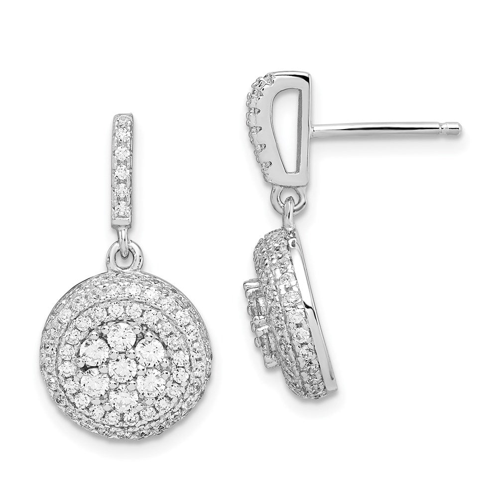 Brilliant Embers Sterling Silver Rhodium-plated 170 Stone Micro Pav¬Ç CZ Dangle Post Earrings
