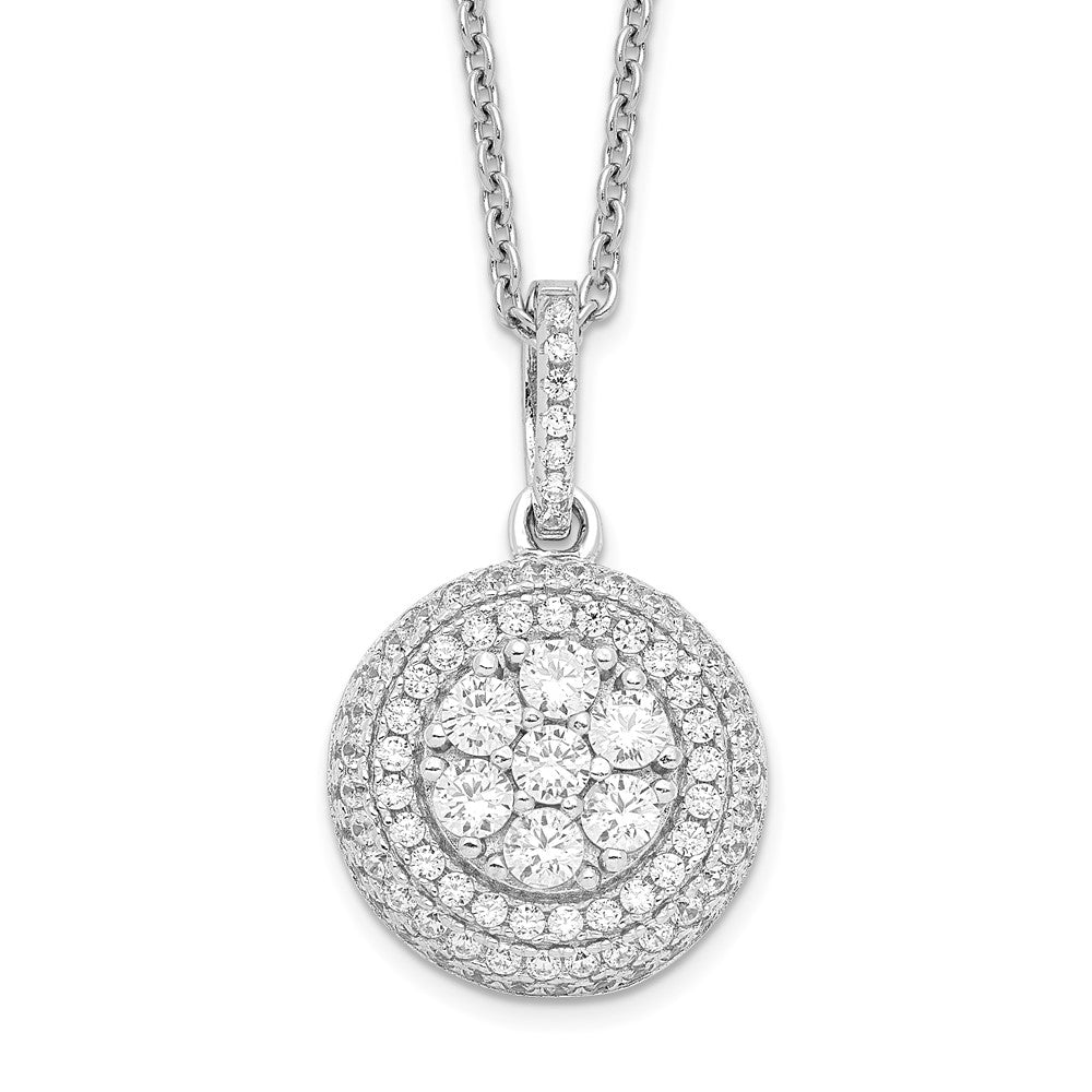 Brilliant Embers Sterling Silver Rhodium-plated 103 Stone Micro PavÂ CZ Necklace with 2 Inch Extender