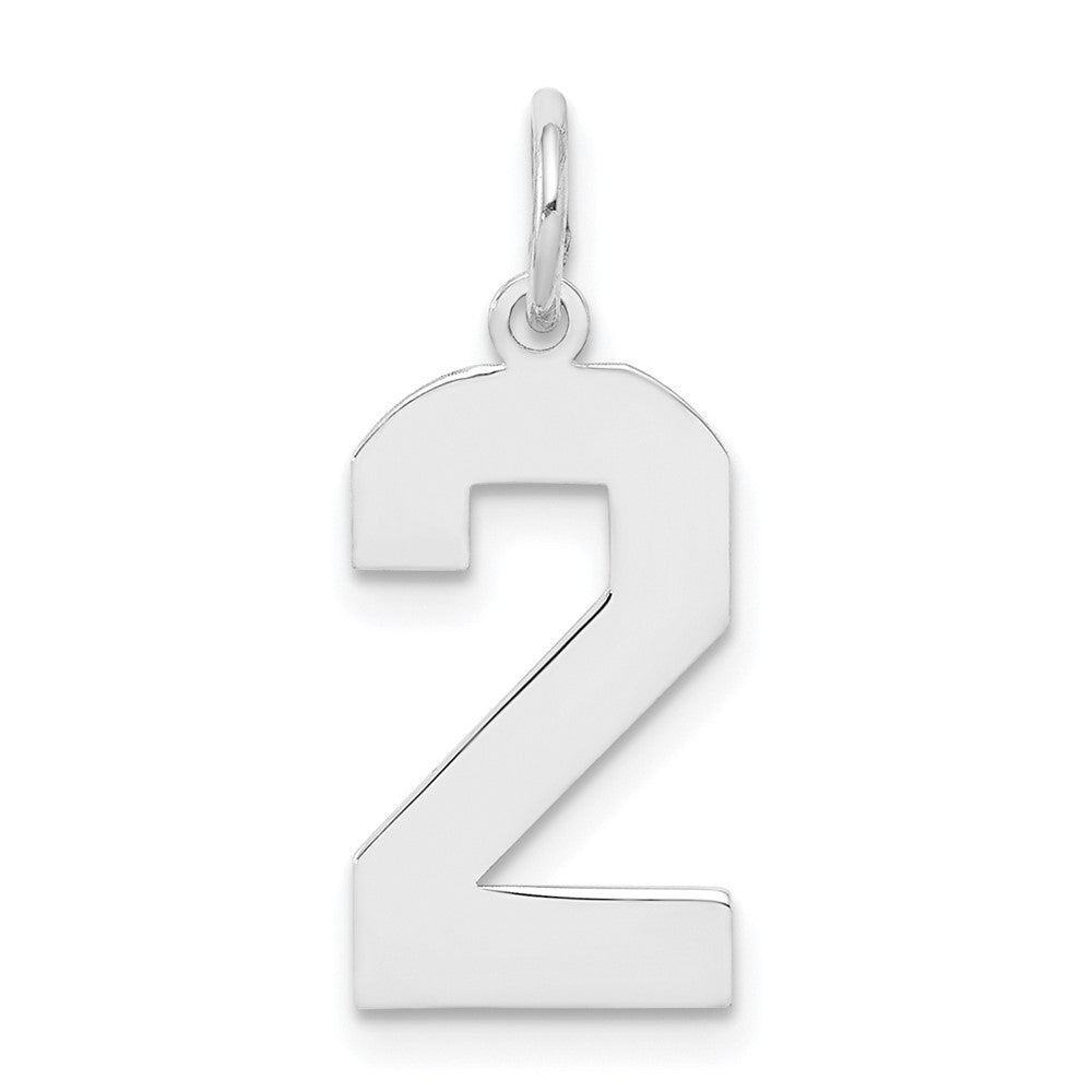 Sterling Silver/Rhodium-plated Polished Number 2 Charm