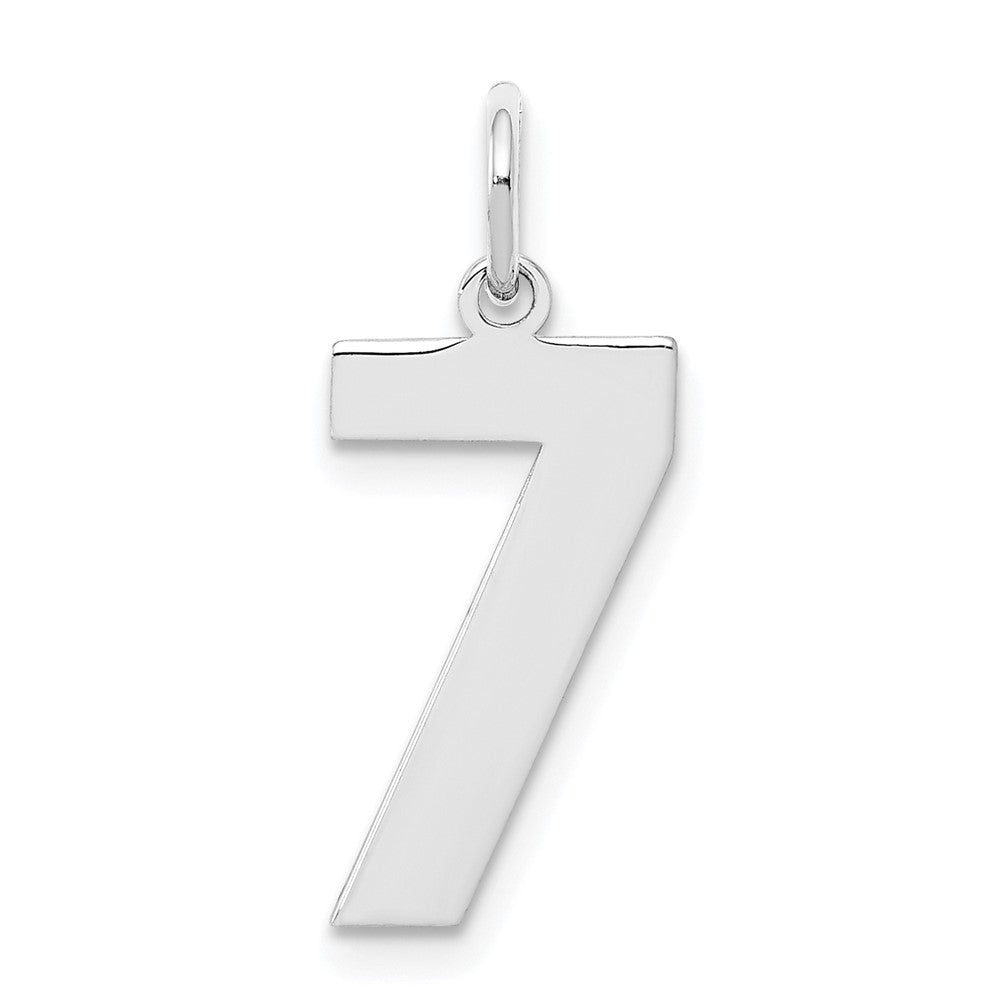 Sterling Silver/Rhodium-plated Polished Number 7 Charm