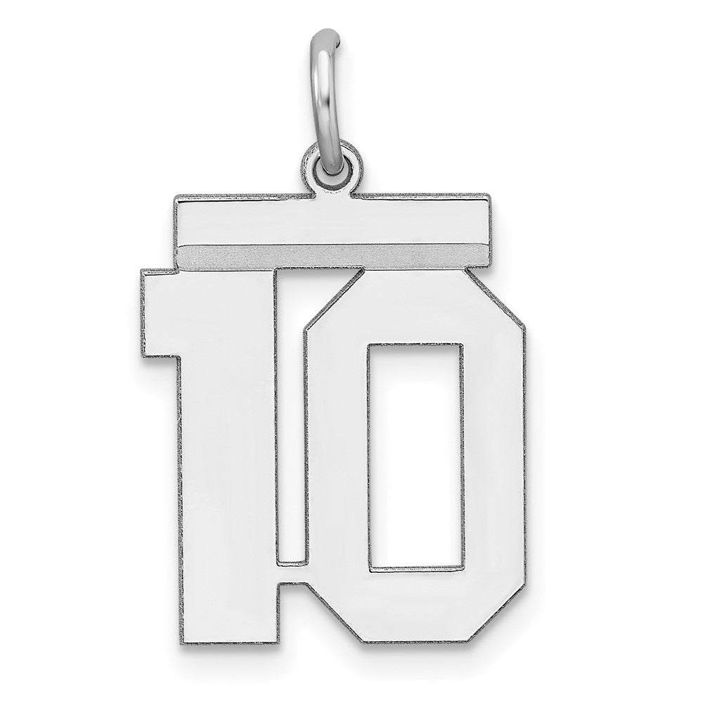 Sterling Silver/Rhodium-plated Polished Number 10 Charm