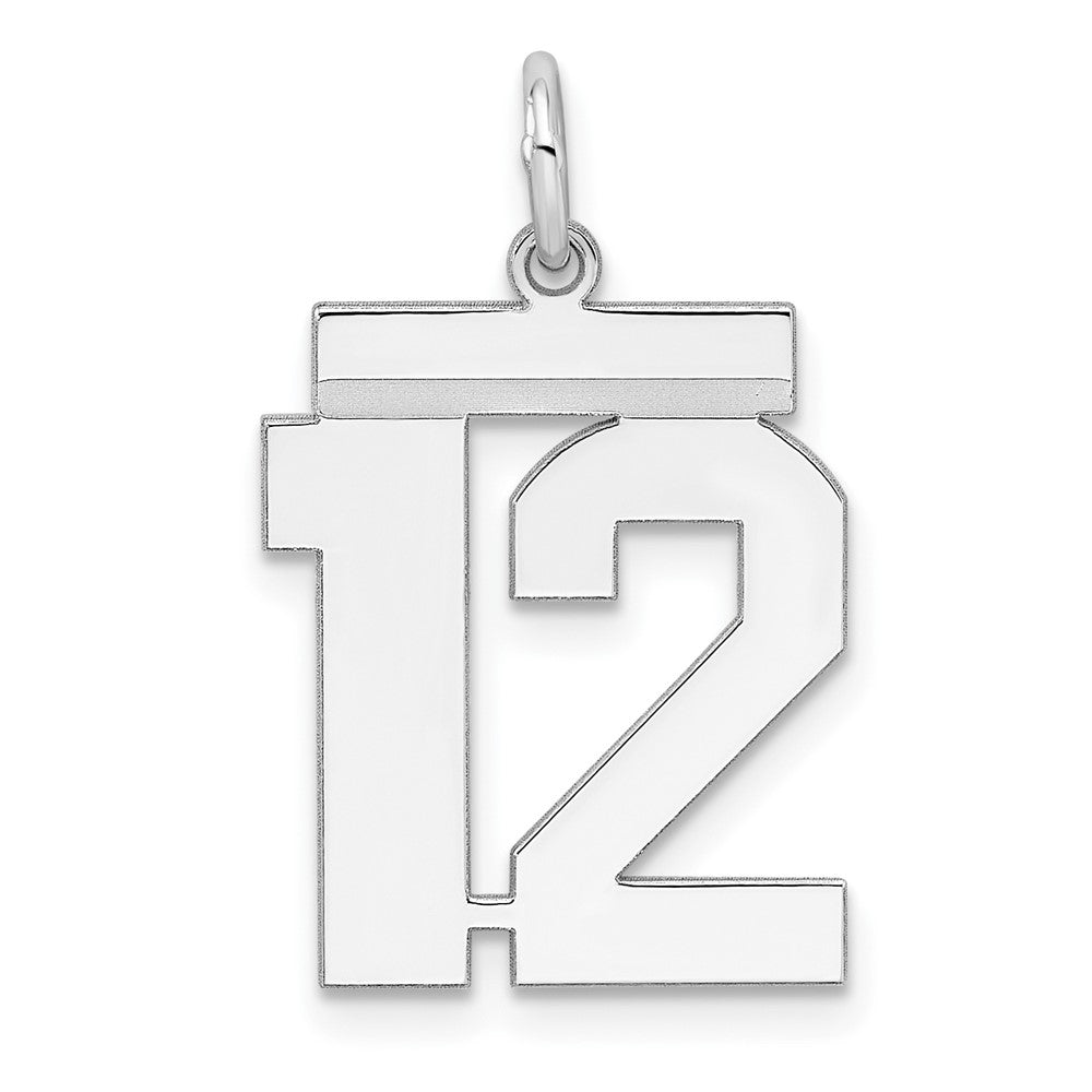 Sterling/Silver Rhodium-plated Polished Number 12 Charm