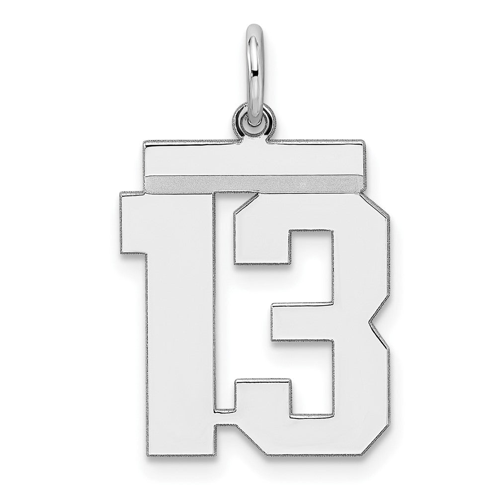 Sterling Silver/Rhodium-plated Polished Number 13 Charm