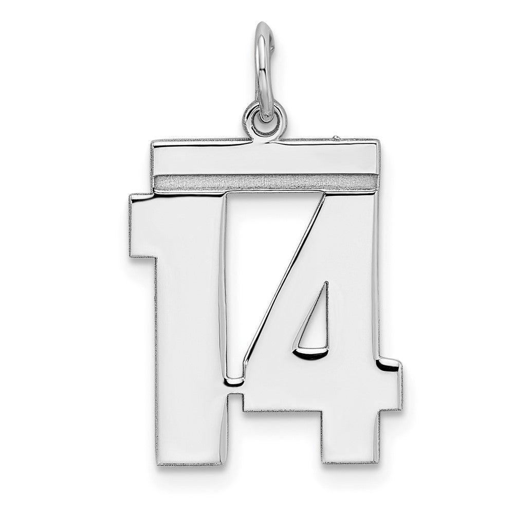 Sterling Silver/Rhodium-plated Polished Number 14 Charm