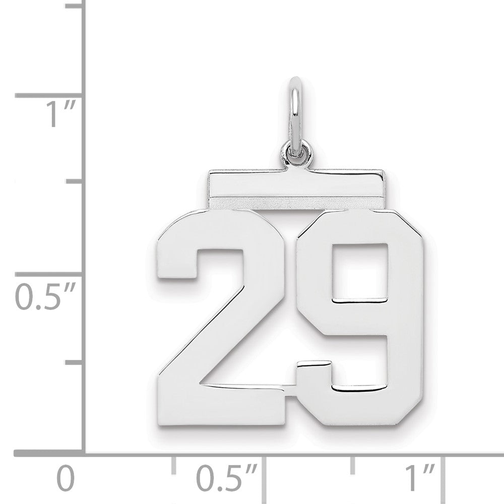 Sterling Silver/Rhodium-plated Polished Number 29 Charm