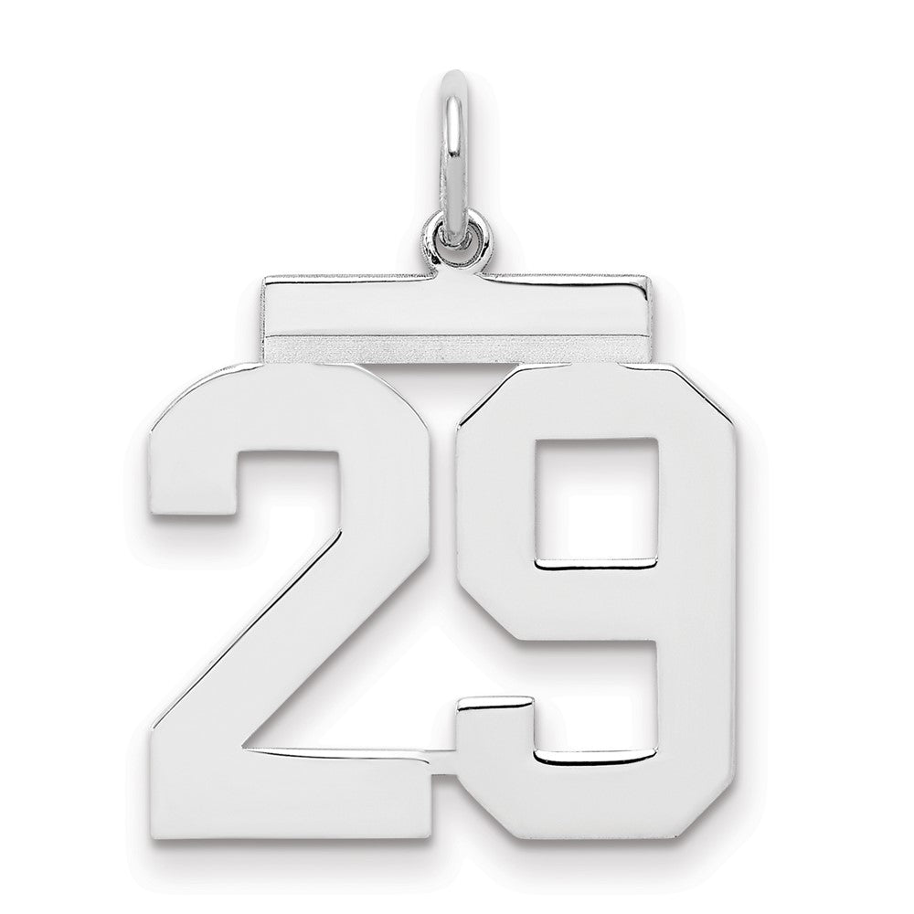 Sterling Silver/Rhodium-plated Polished Number 29 Charm