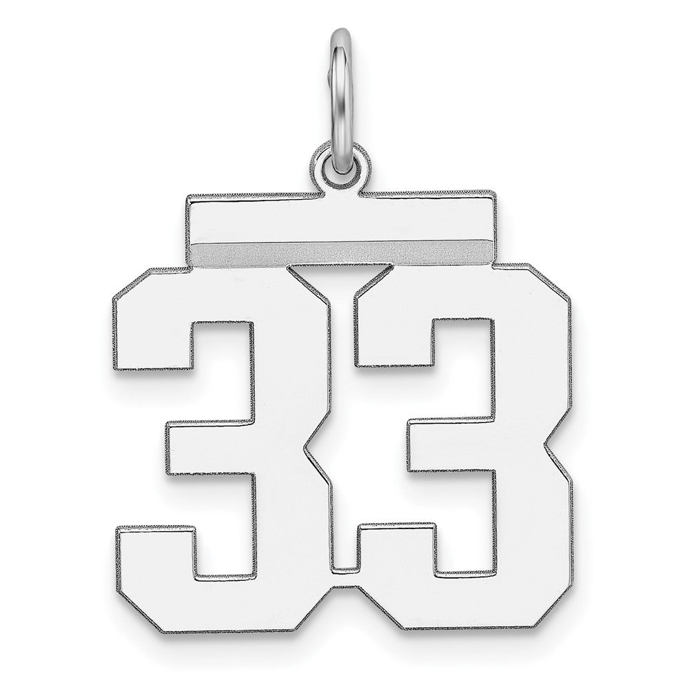 Sterling Silver/Rhodium-plated Polished Number 33 Charm