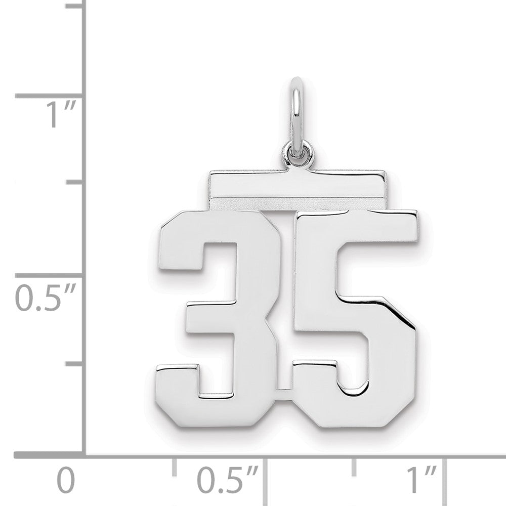 Sterling/Silver Rhodium-plated Polished Number 35 Charm