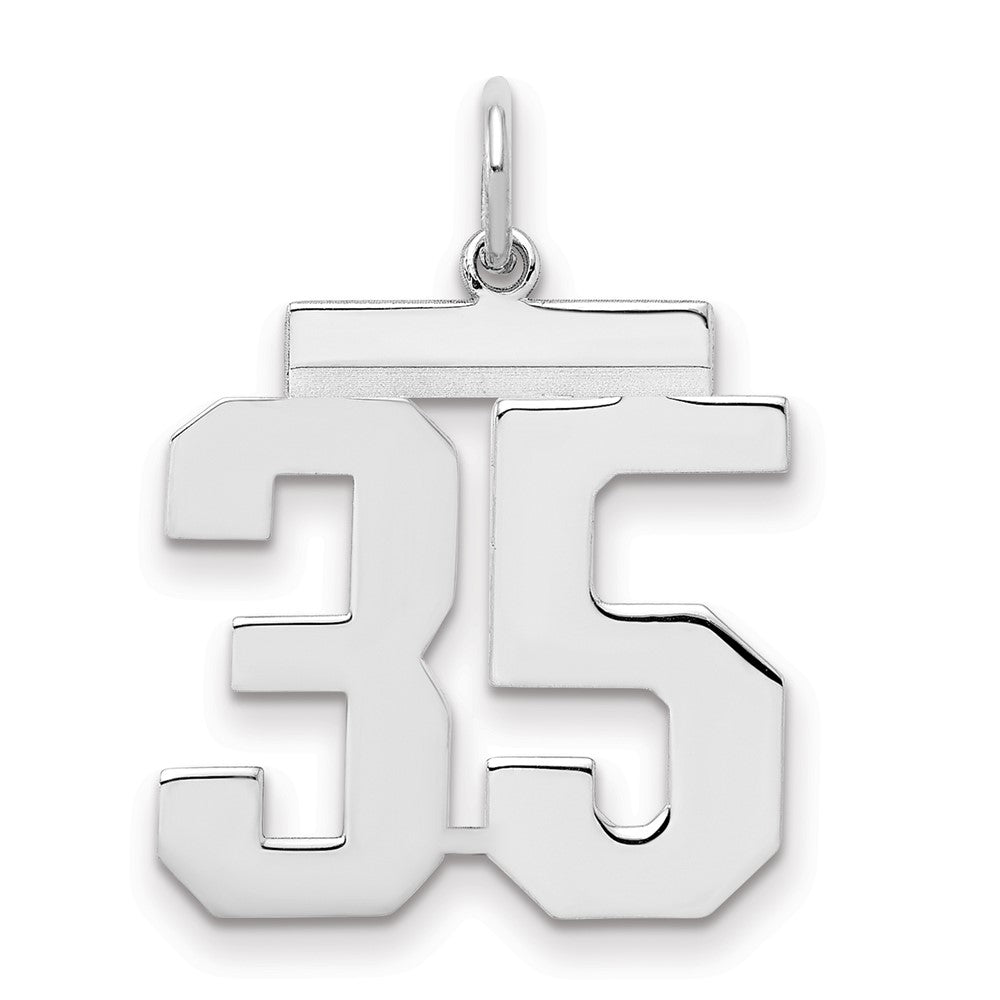 Sterling/Silver Rhodium-plated Polished Number 35 Charm