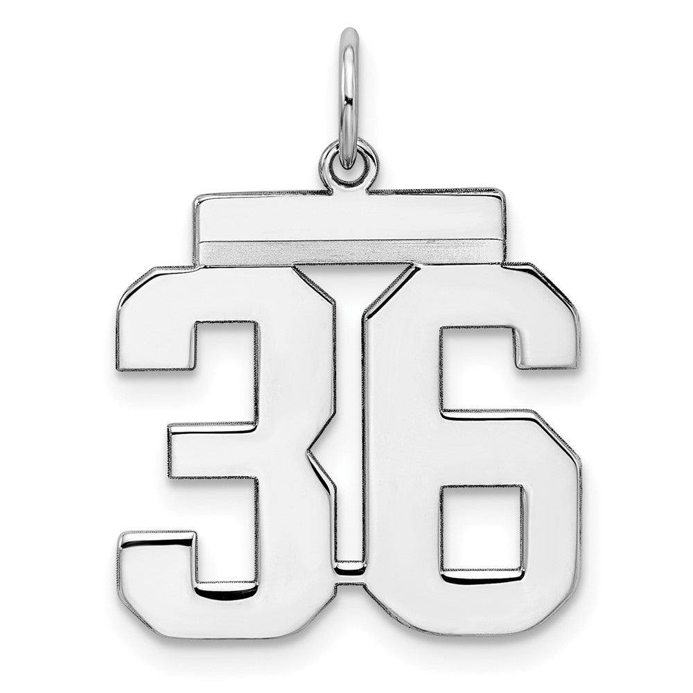 Sterling Silver/Rhodium-plated Polished Number 36 Charm