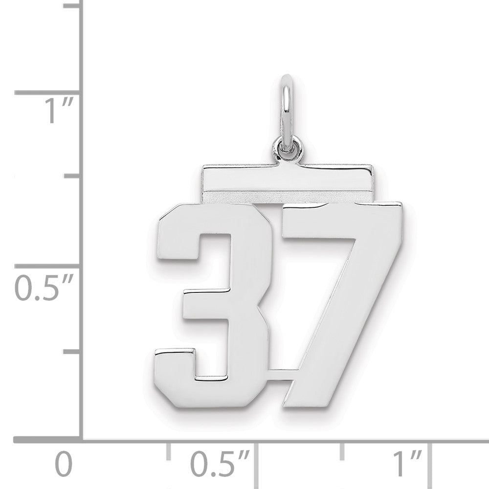 Sterling Silver/Rhodium-plated Polished Number 37 Charm