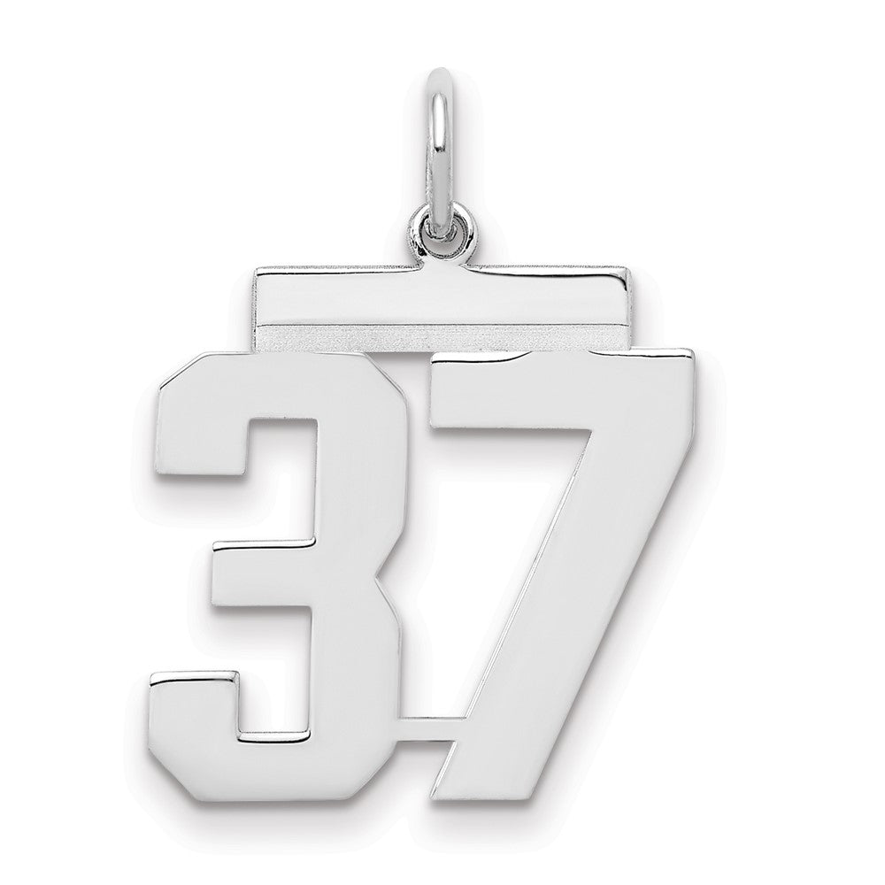 Sterling Silver/Rhodium-plated Polished Number 37 Charm