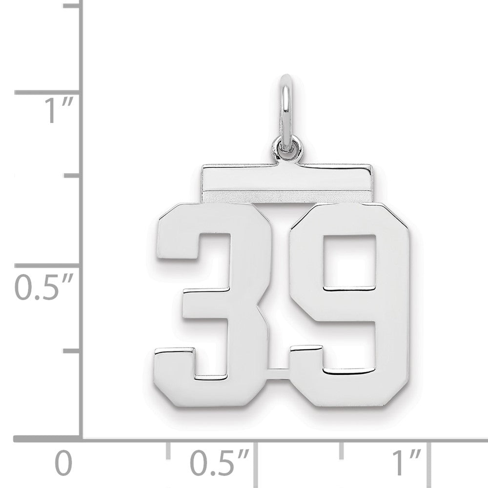 Sterling Silver/Rhodium-plated Polished Number 39 Charm