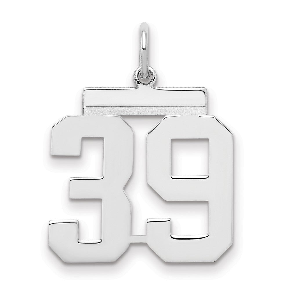 Sterling Silver/Rhodium-plated Polished Number 39 Charm