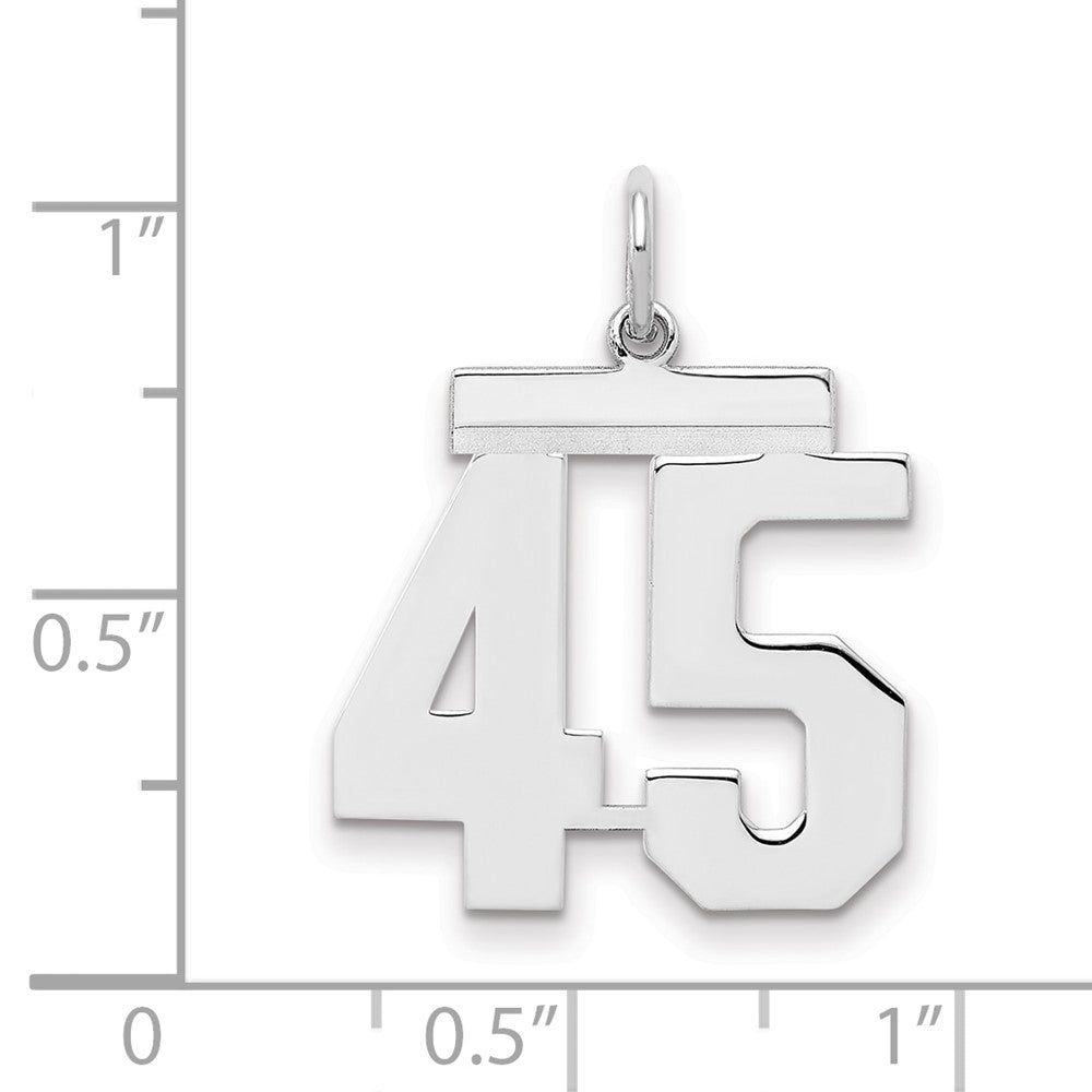 Sterling Silver/Rhodium-plated Polished Number 45 Charm