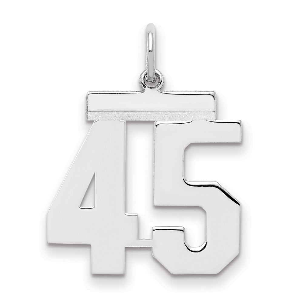 Sterling Silver/Rhodium-plated Polished Number 45 Charm