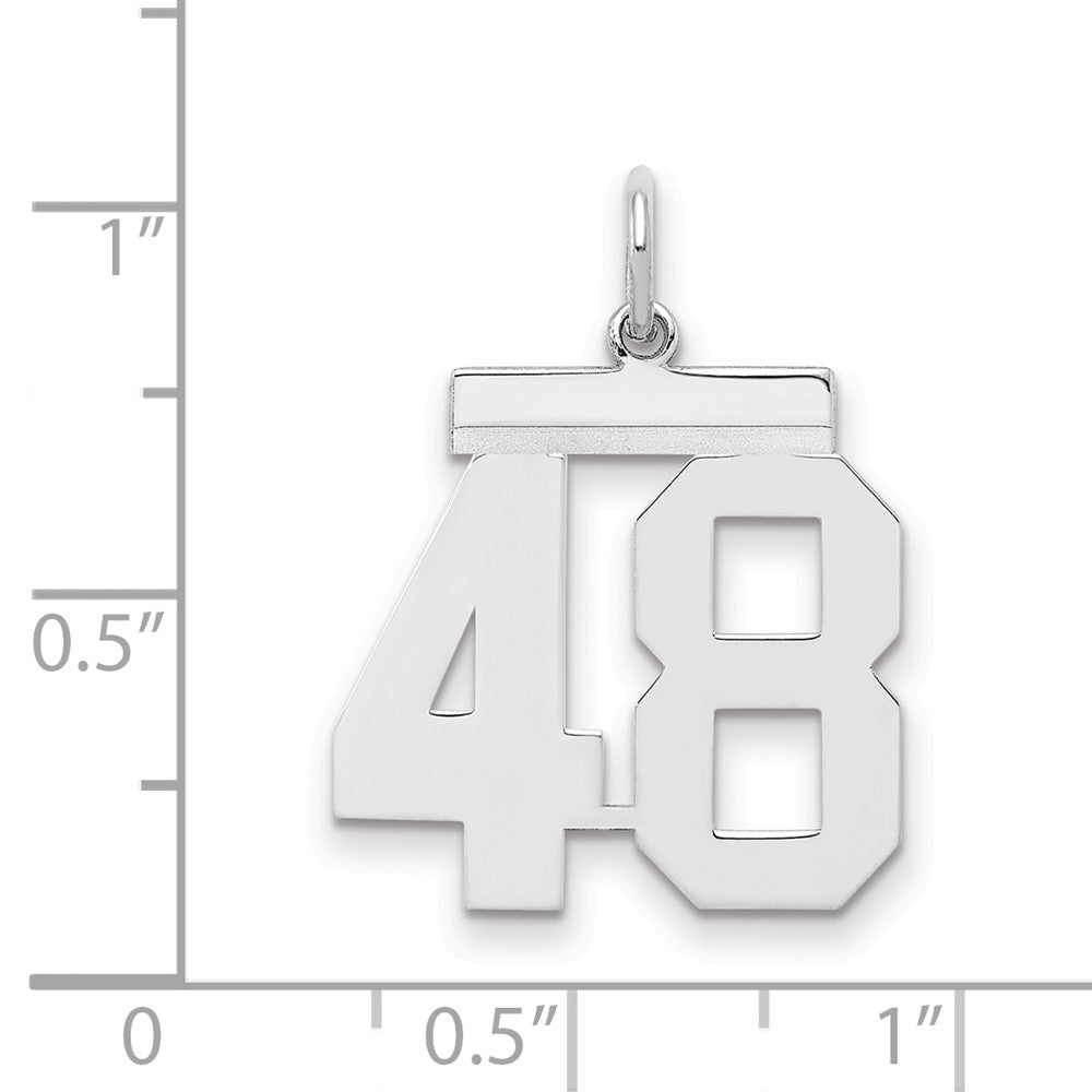 Sterling Silver/Rhodium-plated Polished Number 48 Charm