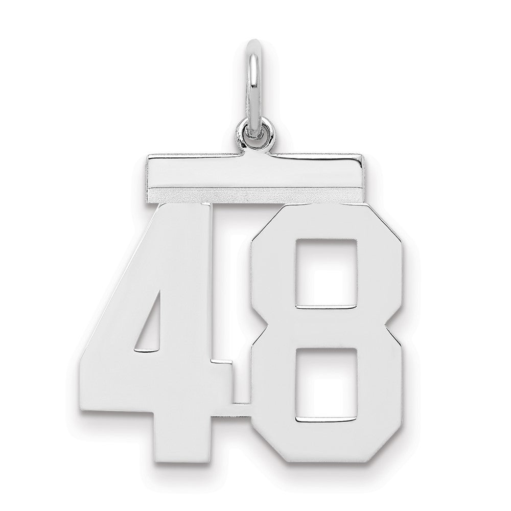 Sterling Silver/Rhodium-plated Polished Number 48 Charm