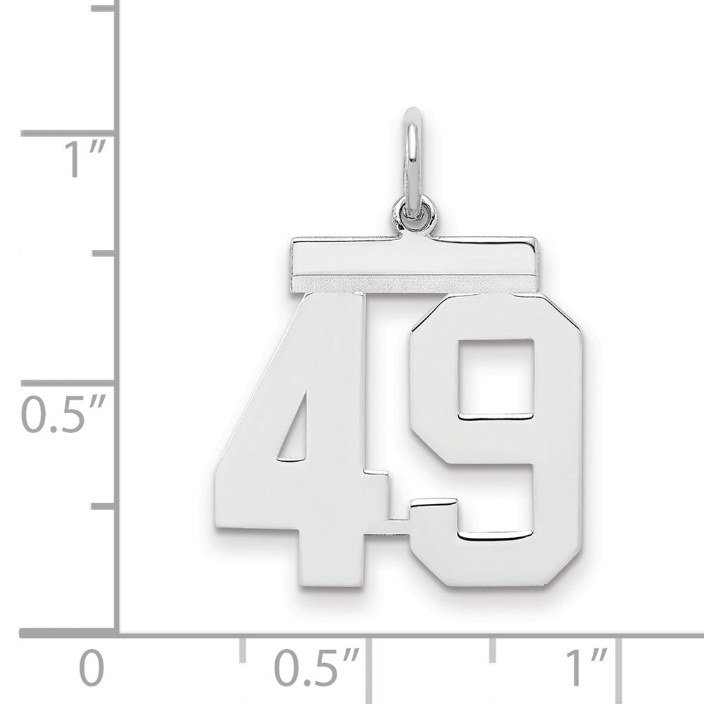 Sterling Silver/Rhodium-plated Polished Number 49 Charm