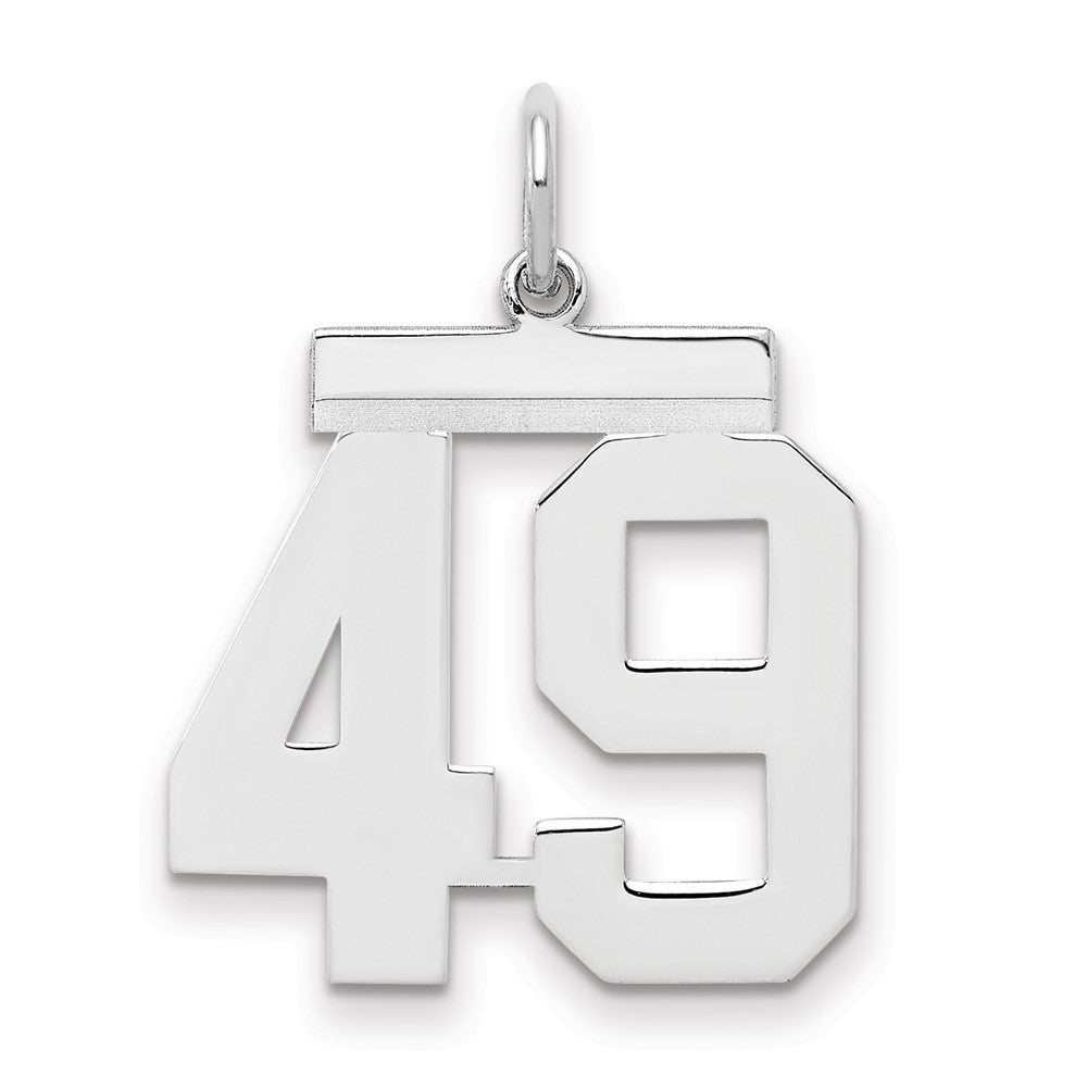 Sterling Silver/Rhodium-plated Polished Number 49 Charm