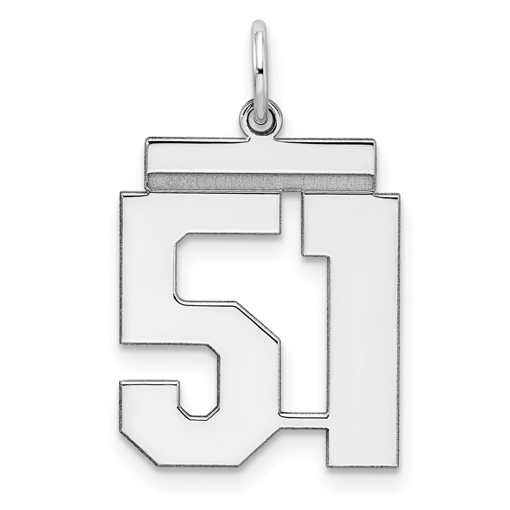 Sterling/Silver Rhodium-plated Polished Number 51 Charm