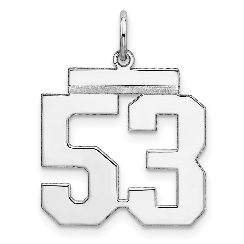 Sterling Silver/Rhodium-plated Polished Number 53 Charm