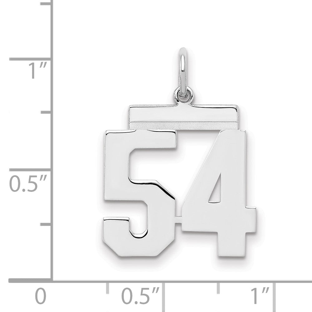 Sterling Silver/Rhodium-plated Polished Number 54 Charm