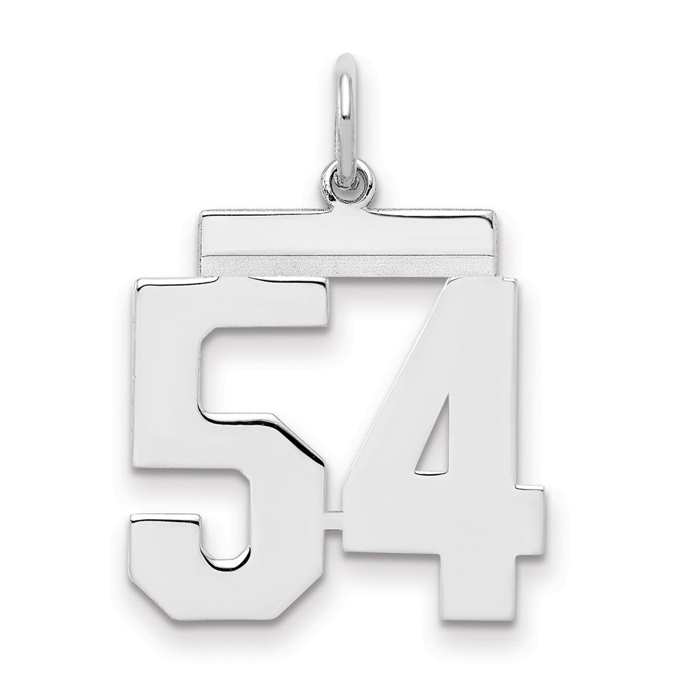 Sterling Silver/Rhodium-plated Polished Number 54 Charm