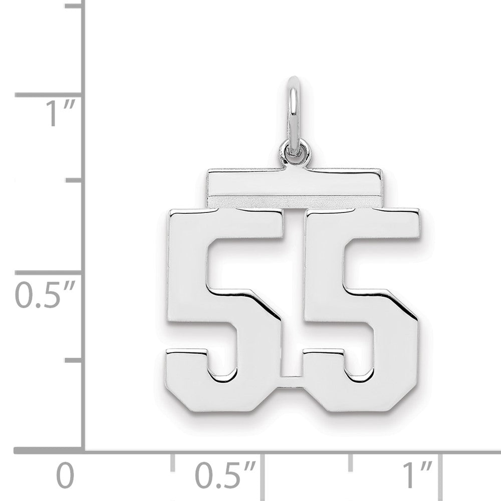 Sterling Silver/Rhodium-plated Polished Number 55 Charm