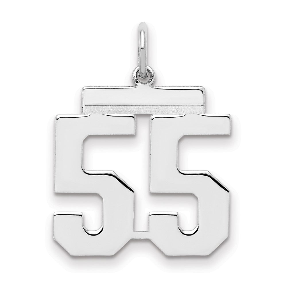 Sterling Silver/Rhodium-plated Polished Number 55 Charm