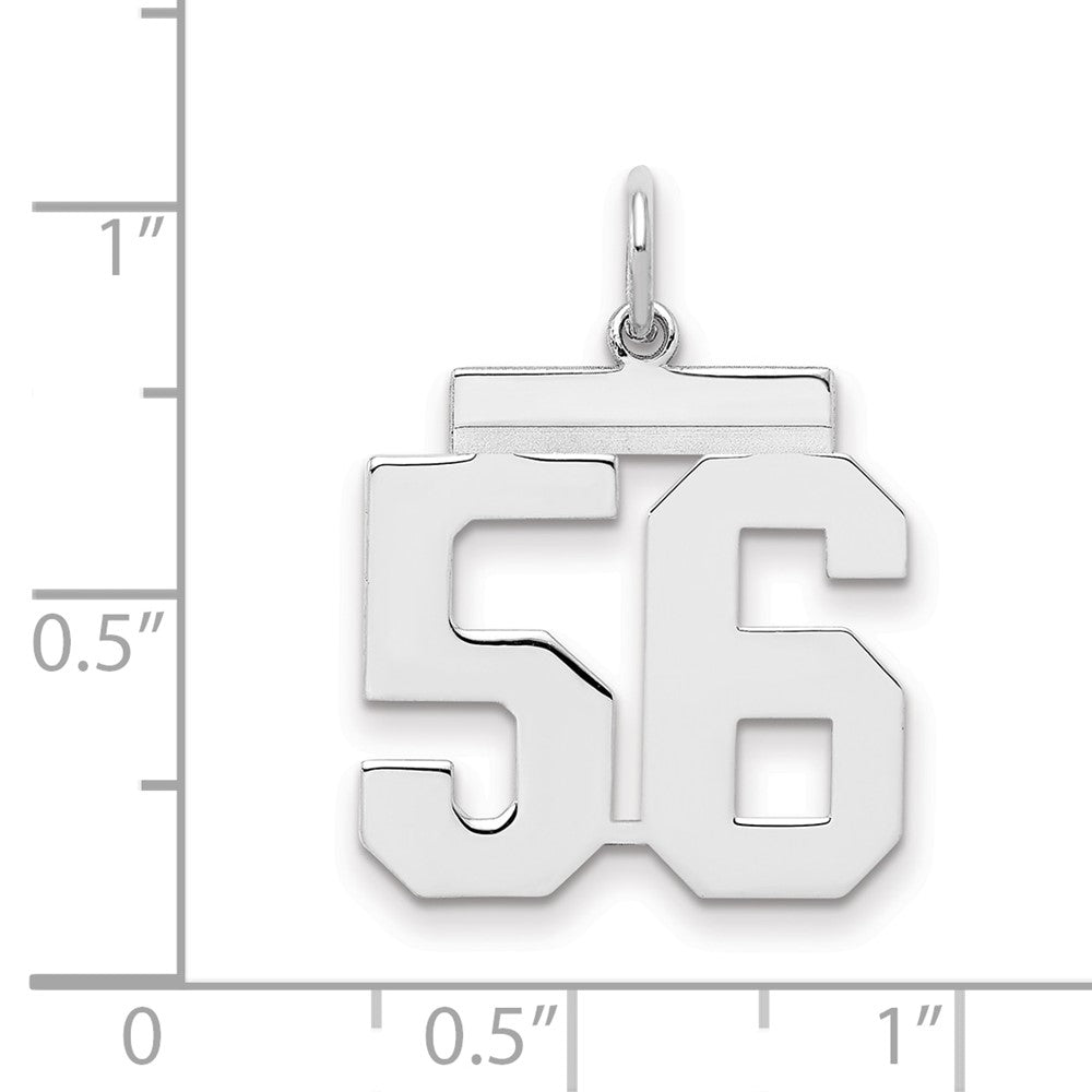 Sterling Silver/Rhodium-plated Polished Number 56 Charm