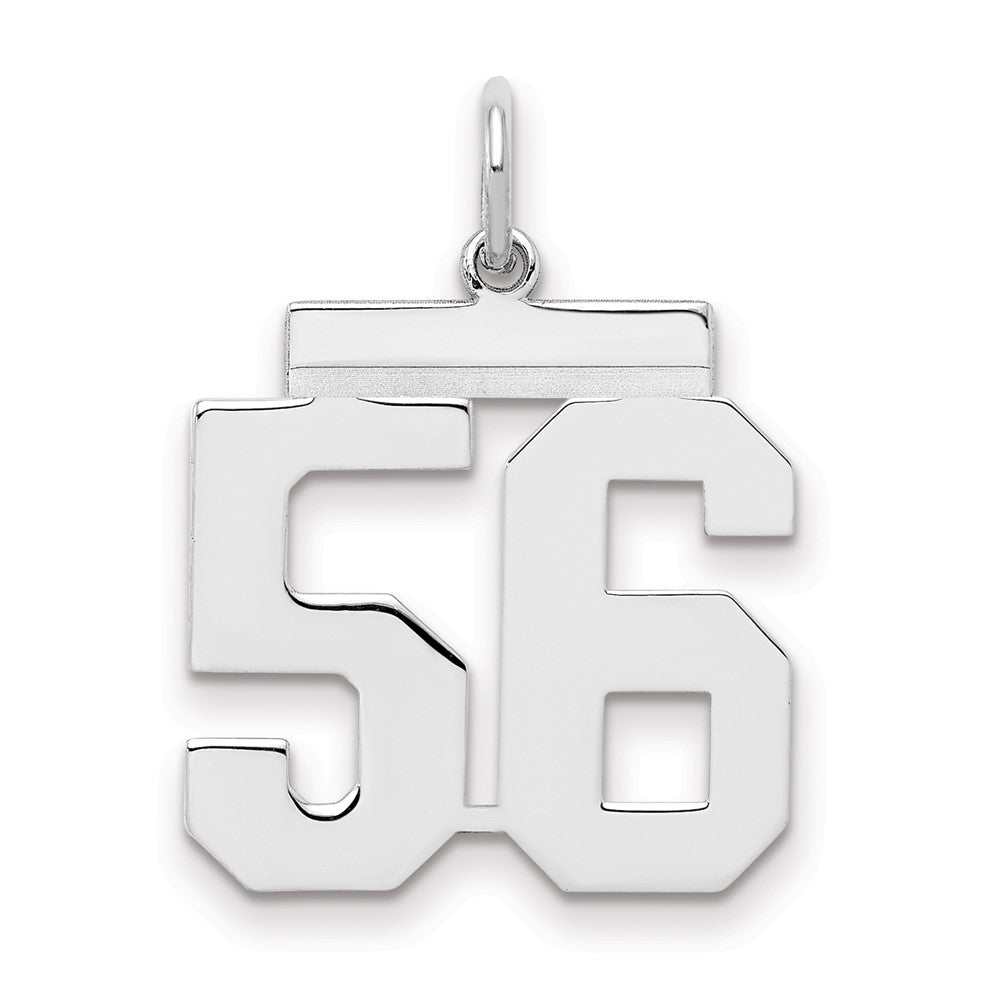 Sterling Silver/Rhodium-plated Polished Number 56 Charm