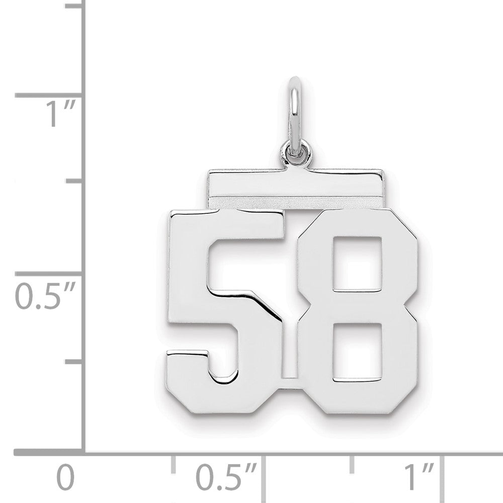 Sterling Silver/Rhodium-plated Polished Number 58 Charm