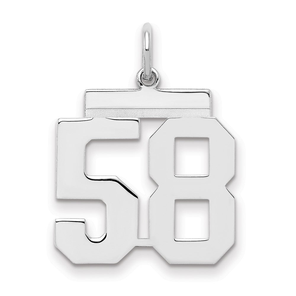 Sterling Silver/Rhodium-plated Polished Number 58 Charm