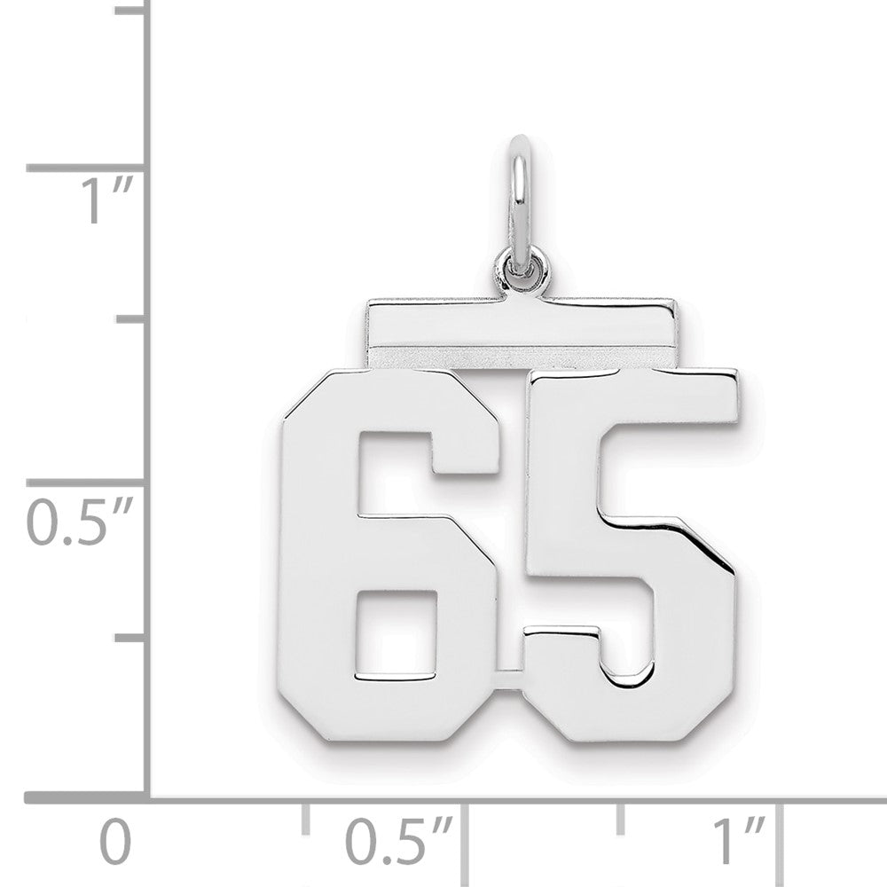 Sterling Silver/Rhodium-plated Polished Number 65 Charm