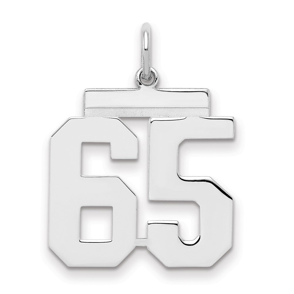 Sterling Silver/Rhodium-plated Polished Number 65 Charm