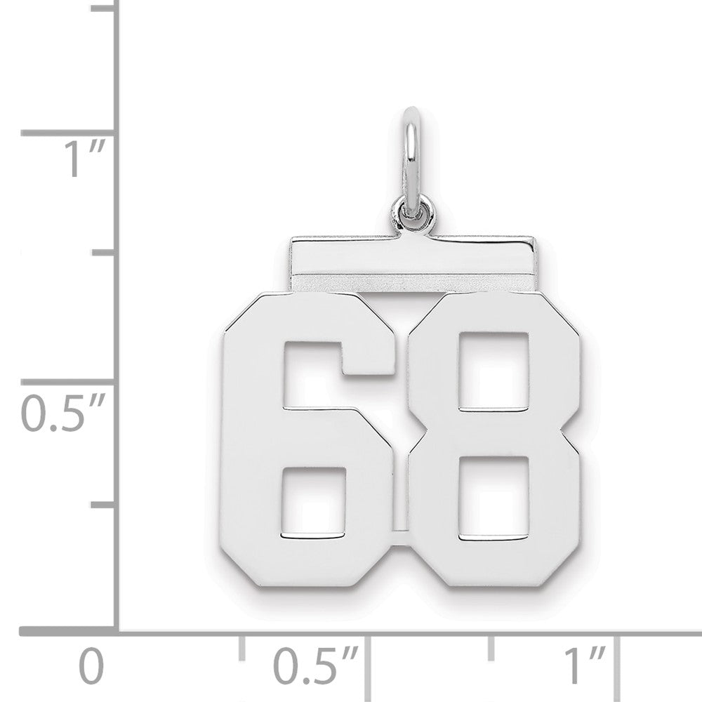 Sterling Silver/Rhodium-plated Polished Number 68 Charm