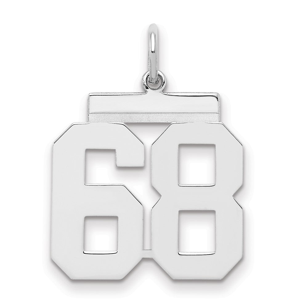 Sterling Silver/Rhodium-plated Polished Number 68 Charm