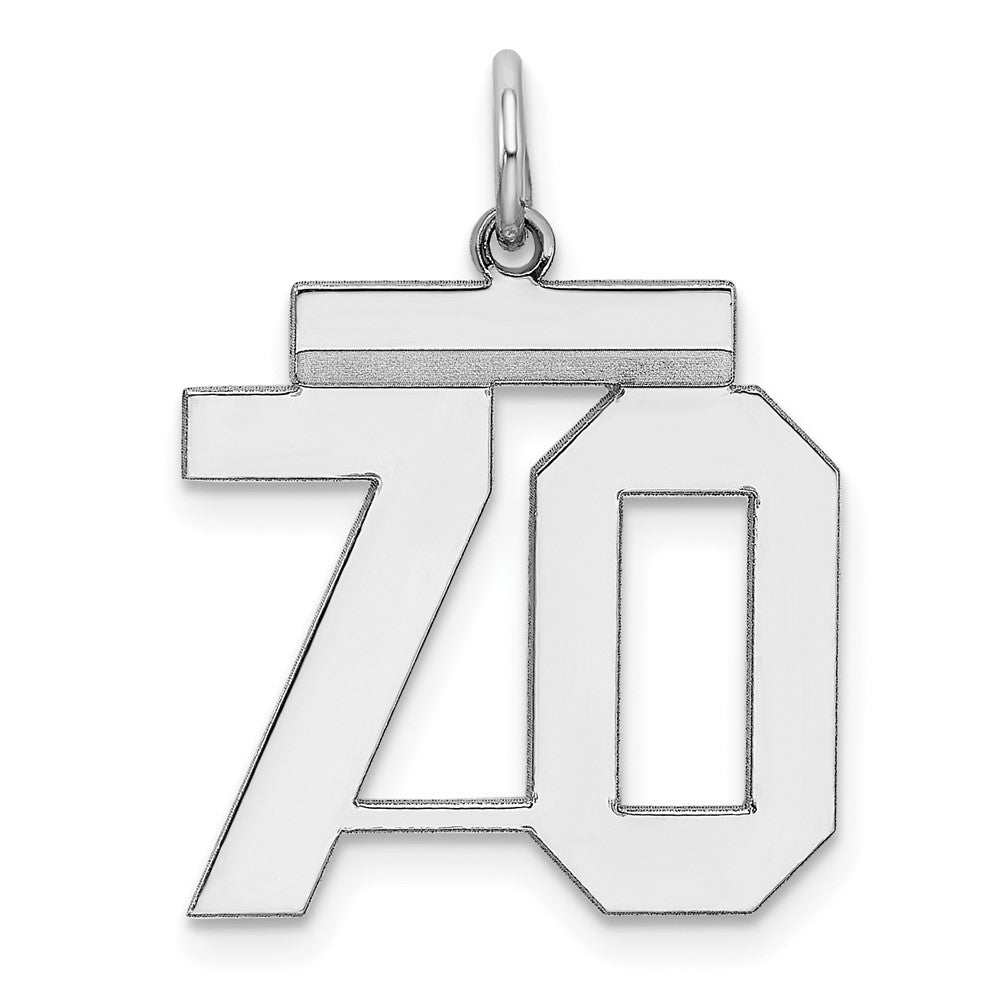 Sterling/Silver Rhodium-plated Polished Number 70 Charm