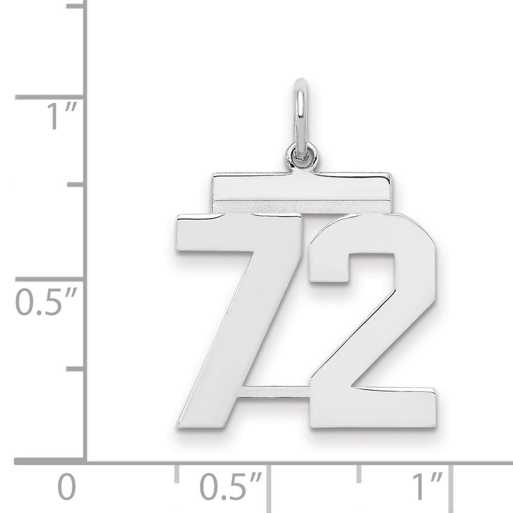 Sterling Silver/Rhodium-plated Polished Number 72 Charm