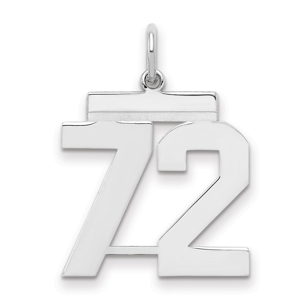 Sterling Silver/Rhodium-plated Polished Number 72 Charm