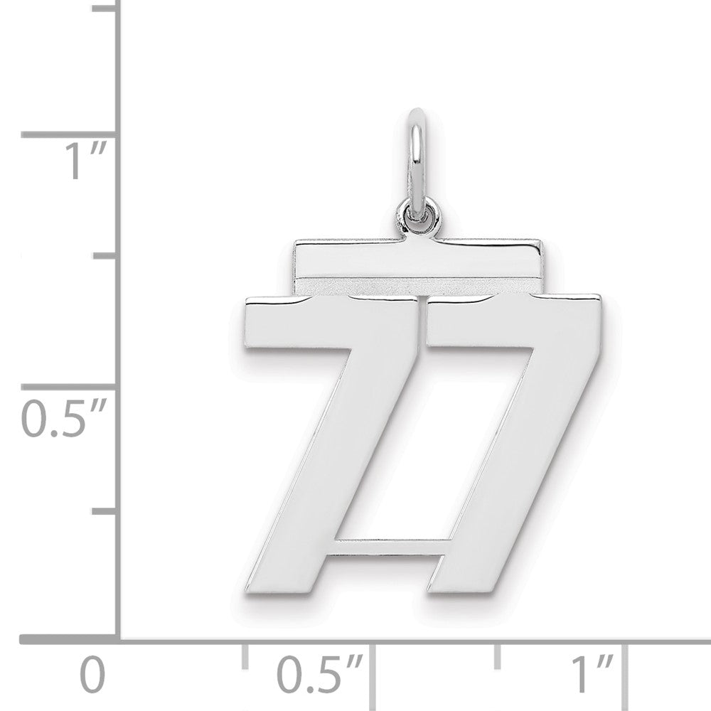 Sterling Silver/Rhodium-plated Polished Number 77 Charm