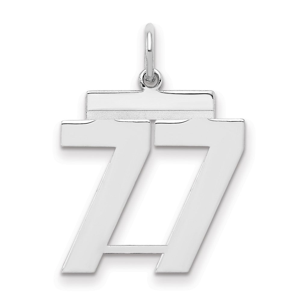 Sterling Silver/Rhodium-plated Polished Number 77 Charm