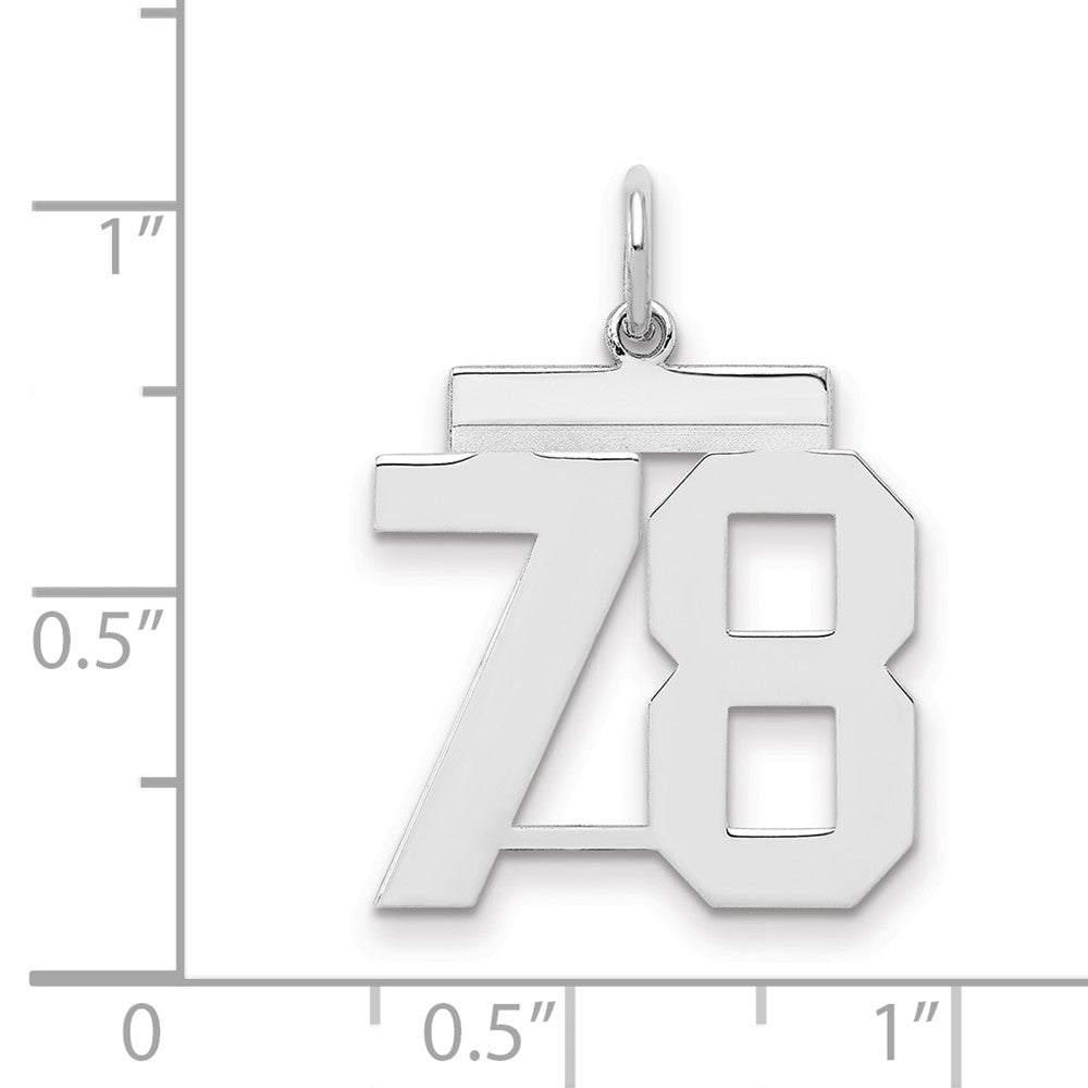 Sterling Silver/Rhodium-plated Polished Number 78 Charm