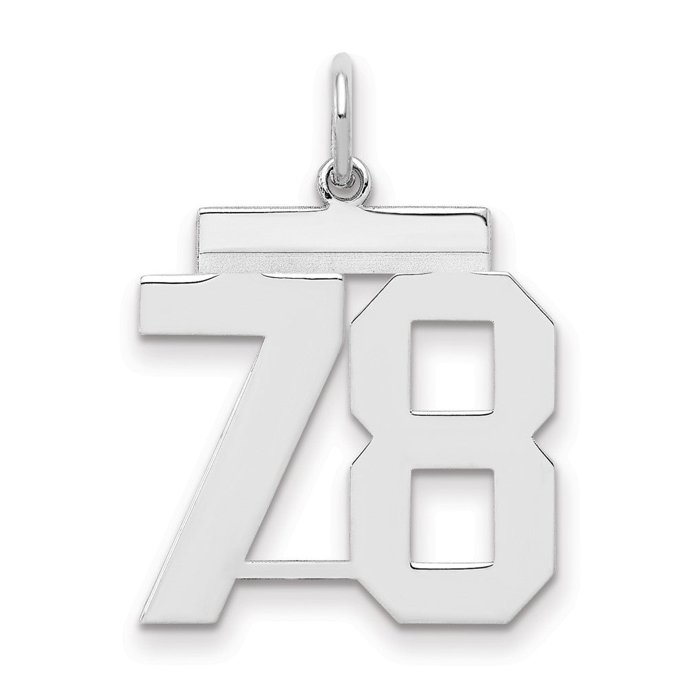 Sterling Silver/Rhodium-plated Polished Number 78 Charm