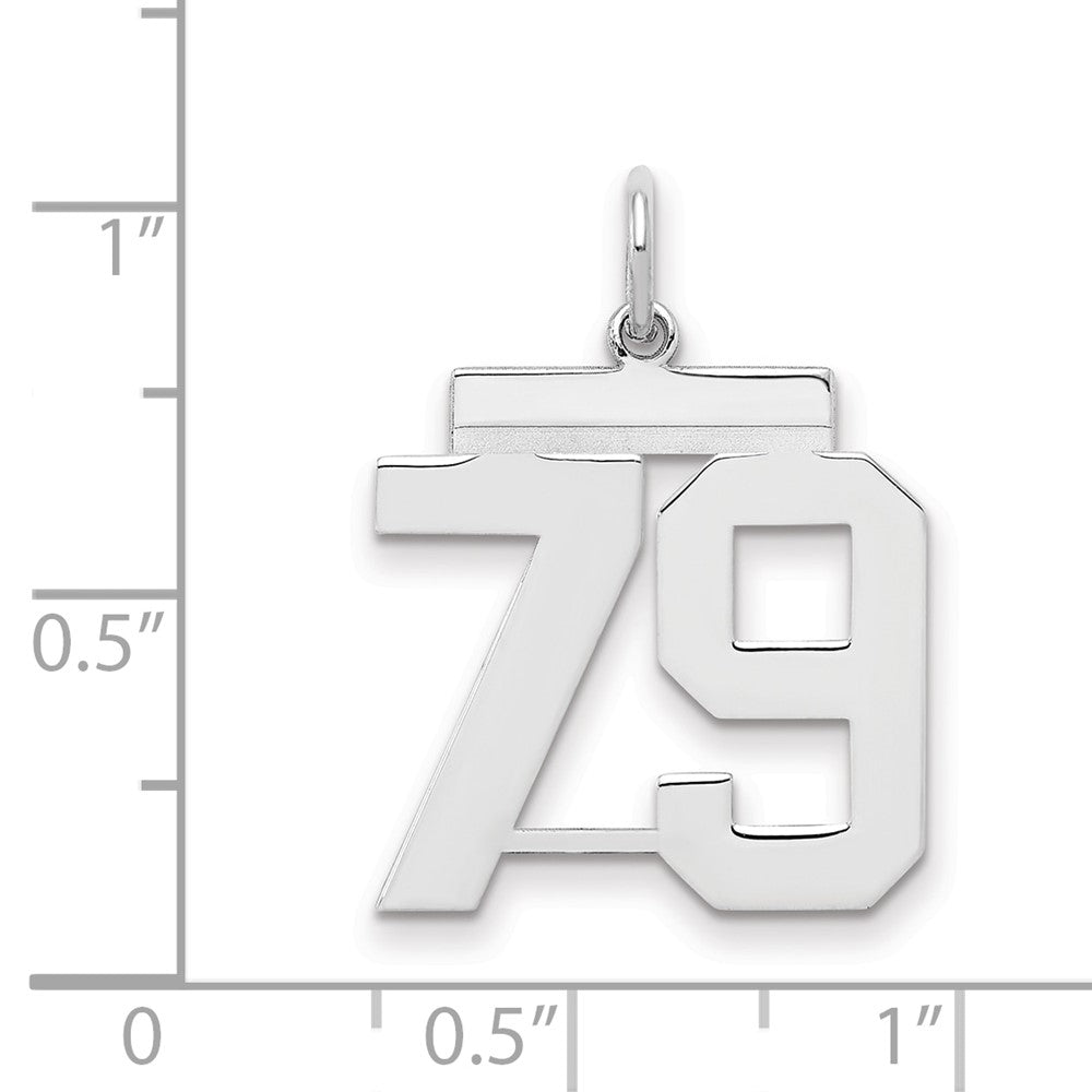 Sterling Silver/Rhodium-plated Polished Number 79 Charm