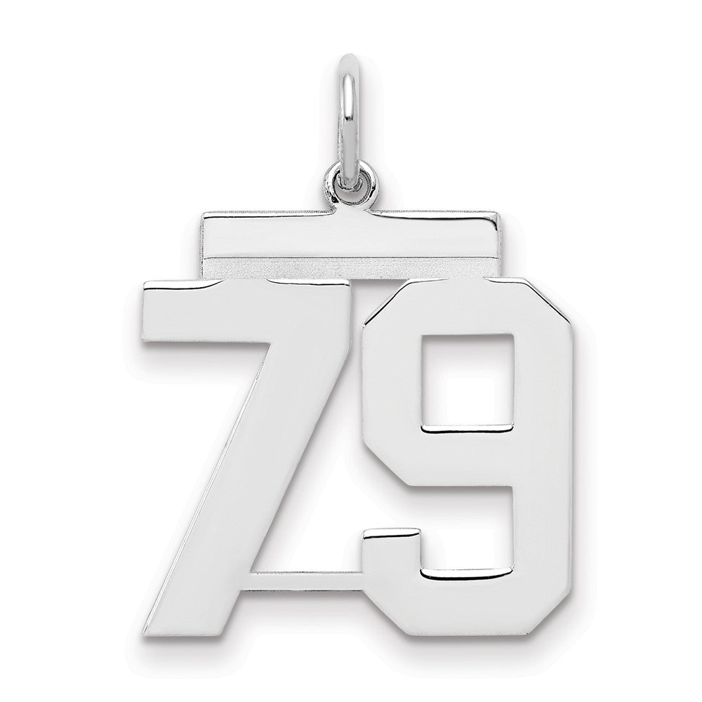 Sterling Silver/Rhodium-plated Polished Number 79 Charm