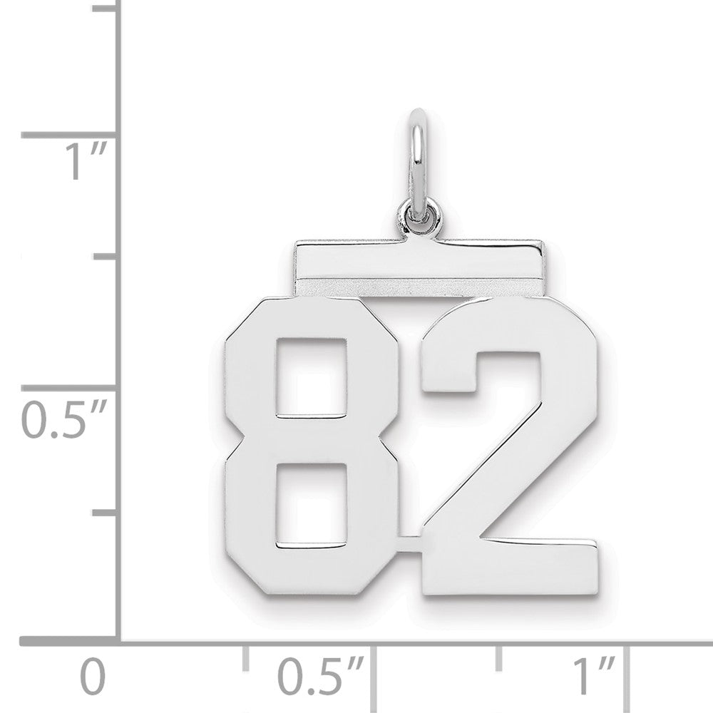 Sterling Silver/Rhodium-plated Polished Number 82 Charm